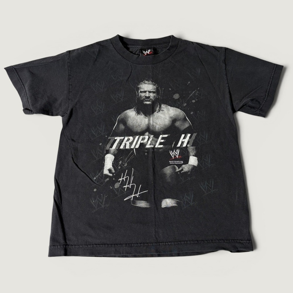 Vintage WWE Triple H Shirt Mens Small Black Short Sleeve Wrestling Tee